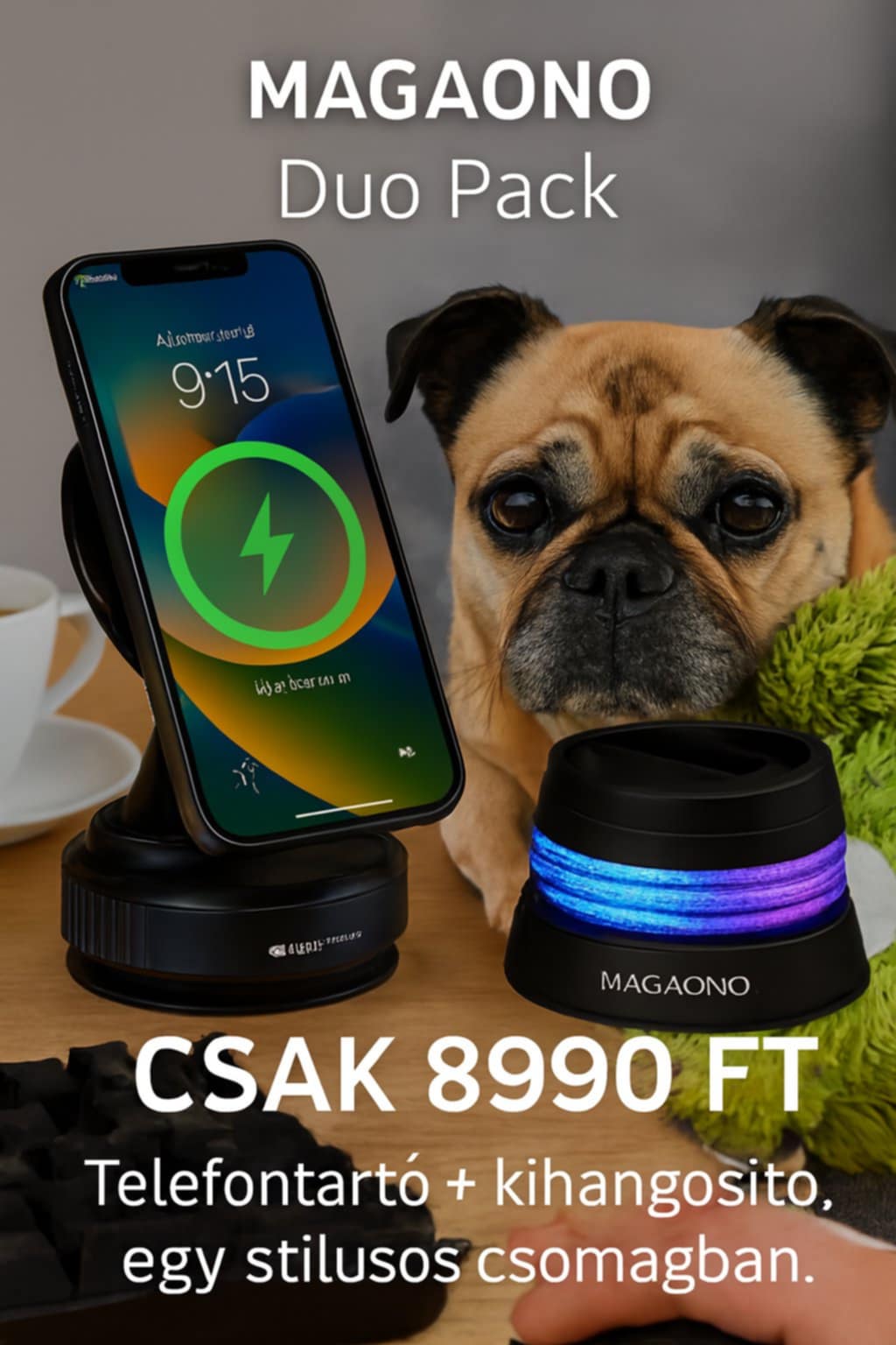 MAGAONO Duo Pack – Telefontartó + Bluetooth Kihangosító