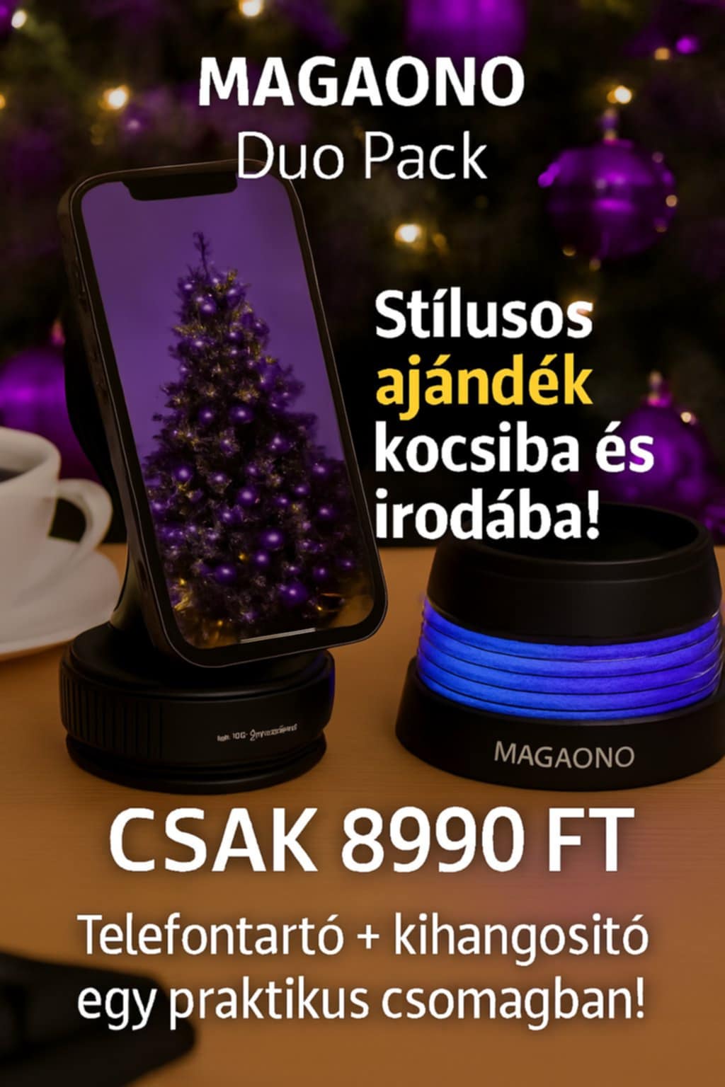 MAGAONO Duo Pack – Telefontartó + Bluetooth Kihangosító